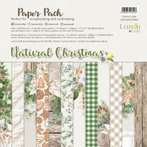 Natural Christmas - Zestaw papierów do scrapbookingu 30x30cm - Lemoncraft